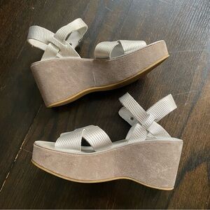 Kork-Ease Silver Suede Platform Sandals